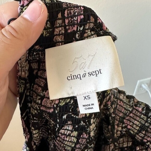 cinq a sept drew georgette floral ruffle smocked blouse - Picture 10 of 12